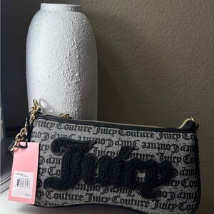 Juicy Couture Black and Cream Clutch Y2K